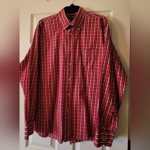 Tommy Hilfiger Red Casual Button Down Shirt Classic Plaid